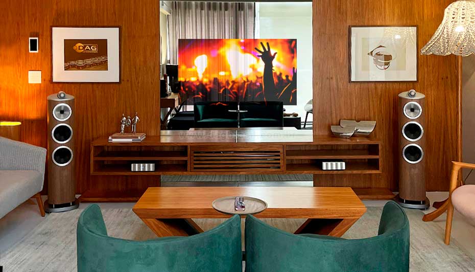 Sala de Home Cinema Reflexao showroom DAG Brasil Salvador, Bahia | DAG Brasil Sala de Home Cinema Reflexao showroom DAG Brasil Salvador, Bahia | DAG Brasil